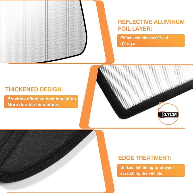 KUST Windshield Sun Shade for Toyota Tacoma 2018-2022 2023 Foldable Thicken Window Sunshade UV Protection Keep Cool Sunshield Easy Install Sun Visor Accessories Aluminum Film