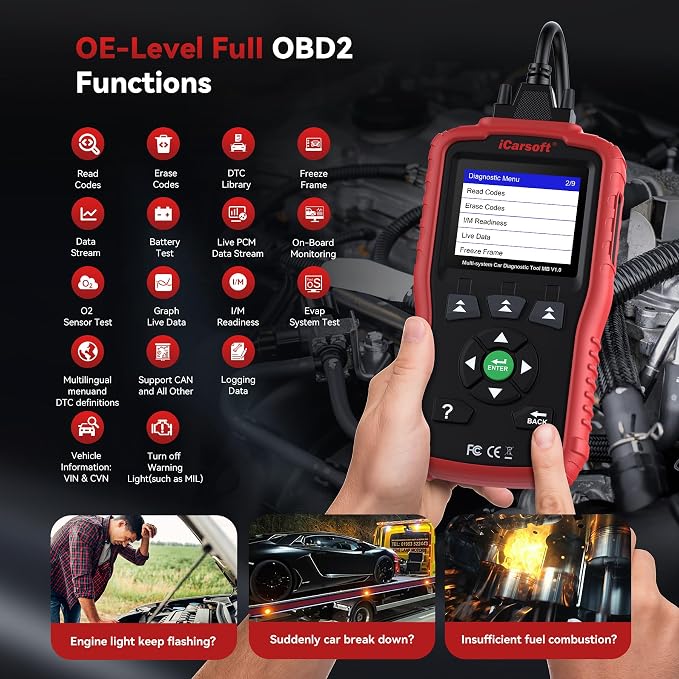 iCarsoft MB V1.0 Diagnostic Tool for Mercedes-Benz/Sprinter/Smart/Maybach 1996-2026 Full System OBD2 Scanner Check Engine Code Reader SAS Oil Reset Battery Test Live Data Lifetime Free Updates CAN FD