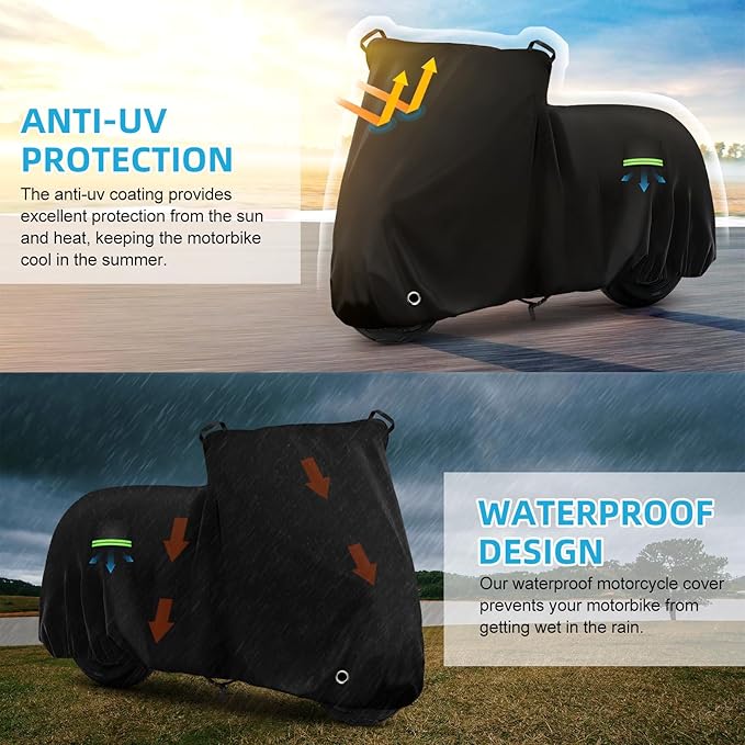 Motorcycle Cover Waterproof for Nightster/Nightster Special/Sportster S/Sporster 883/SuperLow, Heavy Duty Sun UV Rain Dust All Weather Protection Motorbike Cover with Soft Cotton Lining & Lock Hole