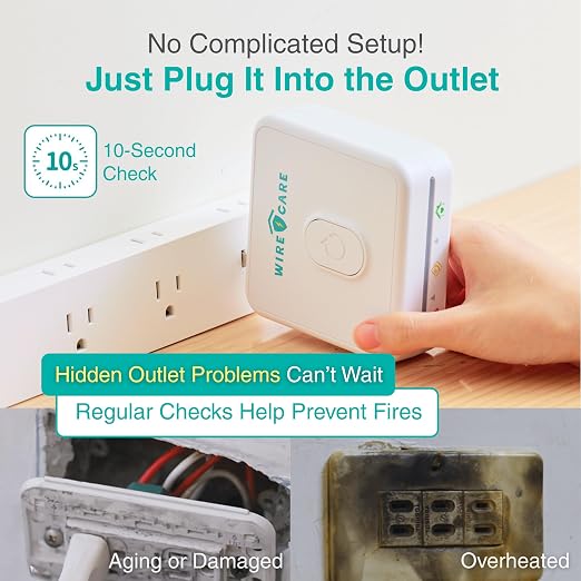 Brook Livin WireCare Outlet Tester – Plug-in Electrical Socket & Receptacle Tester with 3-Color LED Indicator, Resistance Check, Helps Identify Wiring Issues & Improve Home Safety