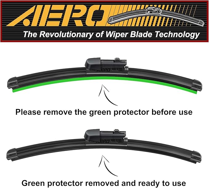 AERO Avenger 28"+28" Wipers, OEM Replacement for Cadillac ELR 2016-2014, Premium All-Season Windshield Wiper Blades with Extra Rubber Refills + 1-Year Warranty (Set of 2)