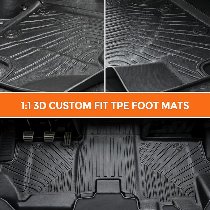 Floor Mats for Dodge Ram ProMaster Van 1500/2500/3500 2018-2025, Custom Fit Heavy Duty TPE All Weather Protection, Waterproof Non-Slip Black Car Liners (Front Row Floor Mats)