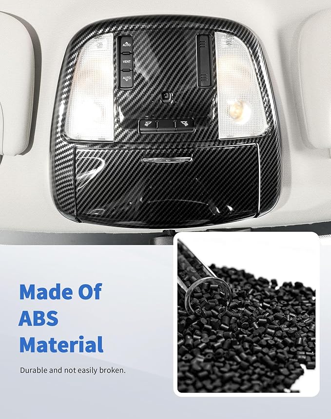 Roof Reading Light Cover Trim Fit for 2011 + Dodge Charger/Durango/Chrysler 300 Interior Accessories Carbon Fiber Reading Lamp Decals Cover Trim Sticker Kit (B)