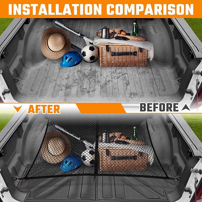 Truck Bed Mat and Net Compatible with 2019–2025 Dodge RAM 1500 5.7FT Truck Bed Replacement, Truck Net TPE Cargo Bed Liner All Weather Cargo Mat for Dodge RAM 1500 Accessories