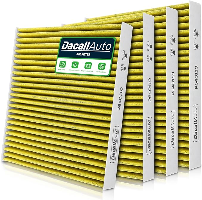 4pcs Activated Carbon Cabin Air Filter Set for Kenworth T660 T680 T800 T880; for International Trucks HV507 HV607 LT625 MV607; for Peterbilt 579 567; Replace X1987001, AF55839, P640110