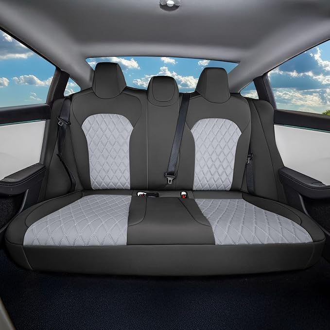 FH Group Custom Fit Seat Covers Compatible with Tesla Model 3 2024–2026 Full Set Seat Covers for Tesla Sedan (Front Seats + Rear Seats) Ultraflex Neoprene Car Seat Covers, Gray