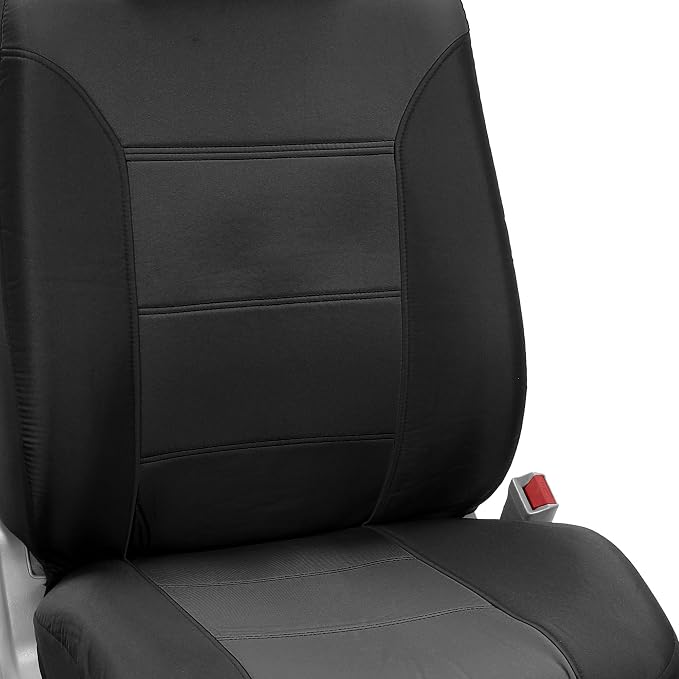 FH Group FB065115 + F11306 Classic Khaki Seat Covers (Black) Full Set – Universal Fit for Cars Trucks & SUVs