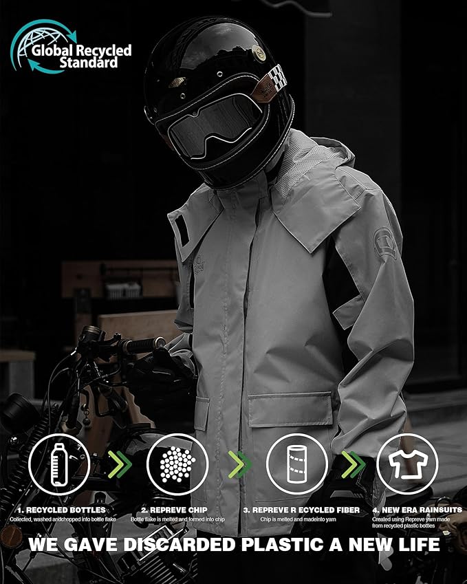IRON JIA'S Rain Suit, Motorcycle Rain Gear for Men & Women, Waterproof Jacket and Pants, Breathable Reflective Raincoat for Farm Fishing Golf (Grey L)