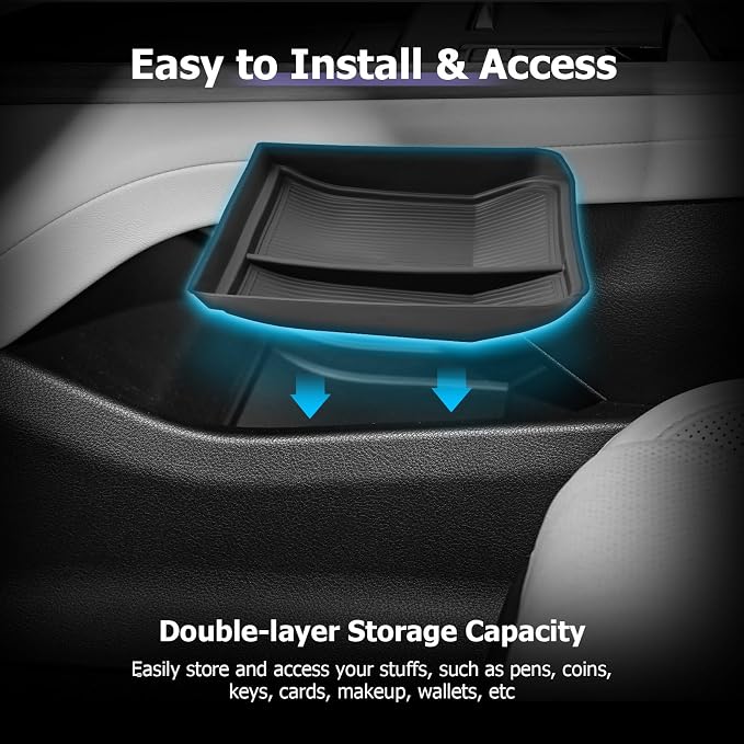 LUWU 2026 Lexsu ES350h/ES350e/ES500e Lower Center Console Organizer for 2026 ES 350h/ES 350e/ES 500e Accessories Armrest Console Storage Box Insert Tray TPE Material Coin Container Black