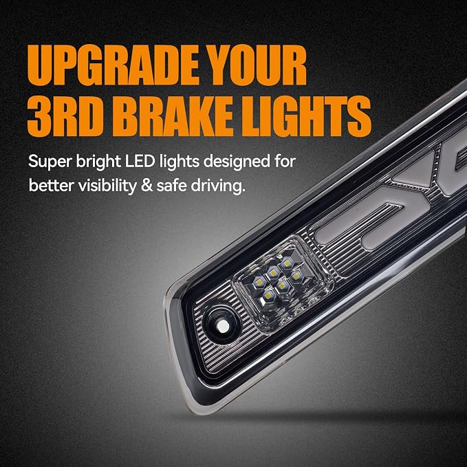 Third 3rd Brake Light, LED High Mount Stop Light for 2009-2014 Ford F150, 10-14 Lincoln Mark LT, Rear Center Cab Roof Tail Cargo Lamp, DOES NOT FIT SVT Raptor & Models with Hill Descent Control