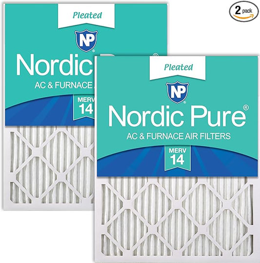Nordic Pure 18x24x1 (Actual Size: 17 1/2 x 23 1/2 x 3/4) Pleated MERV 14 Air Filters 2 Pack