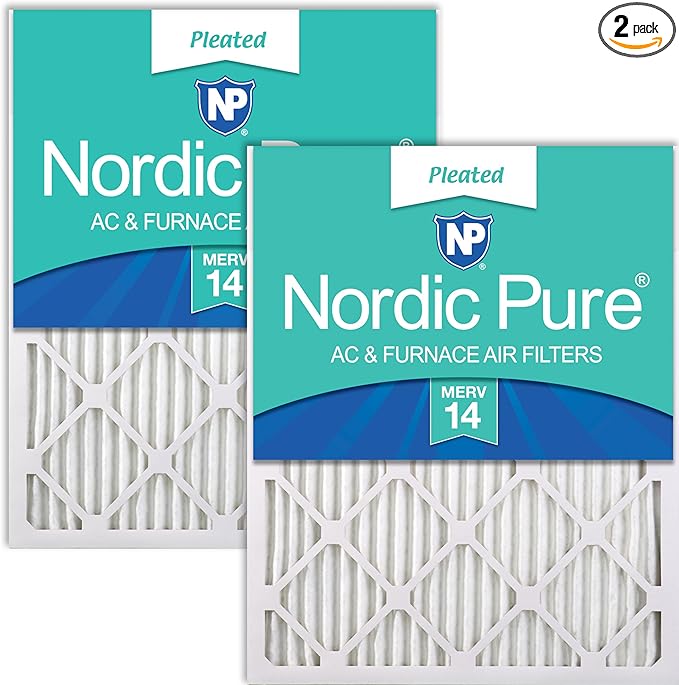 Nordic Pure 10x20x1 (Actual Size: 9 1/2 x 19 1/2 x 3/4) Pleated MERV 14 Air Filters 2 Pack