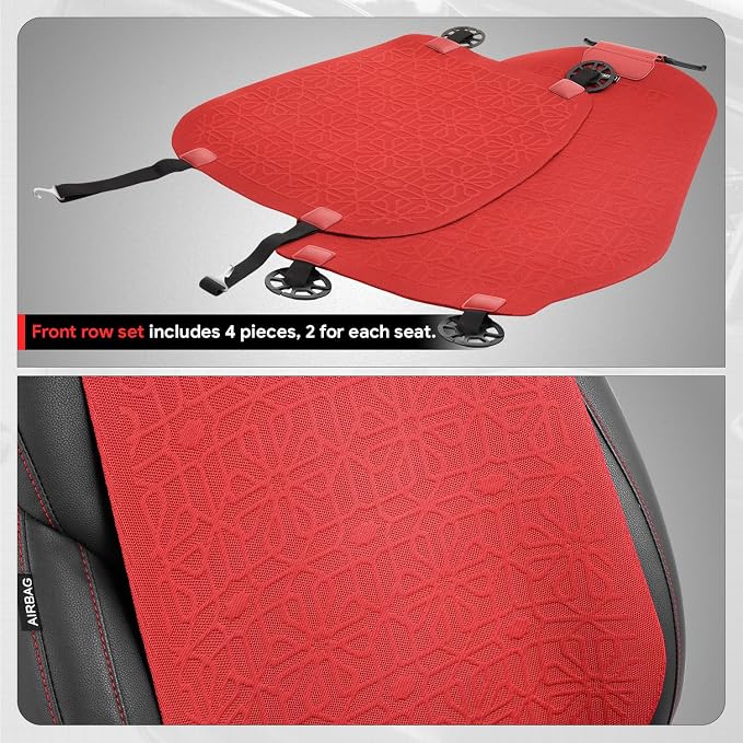 Protex Series Front Row Set Seat Covers Woven Polyester Universal for Cars Trucks SUV, Red, CA-SC-PROTEX-F-RD