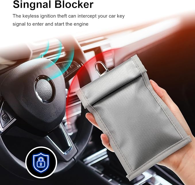 Shinylin 6 Pack Faraday Bags, Signal Blocking Pouches for Laptop Phone Car Key Tablet, Waterproof EMP Proof Anti Theft Anti Tracking Blocker Case (Silver)