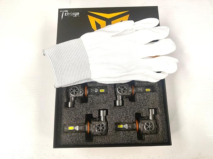 Termitor 9005 9006 Bulbs Combo, 100,000LM 1200% Ultra Bright, True 1:1 Mini Halogen Size, Plug and Play No Adapter, HB3 HB4 Fog Light Conversion Kits, 85000+ Hours Lifespan, Pack of 4