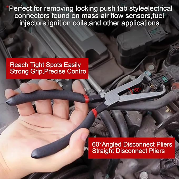 4 Pieces Electrical Disconnect Pliers,Automotive Electrical Plug Tool & 60 Degree Connector Pliers & Connector Separator & Hose Clamp Tools