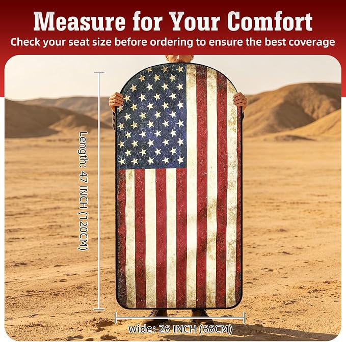 American Flag Car Seat Cover Towel, Waterproof Sweat Protector for Gym Post-Workout & Beach, Universal Fit for Sedans SUV Minivan, Machine Washable Non-Slip Bucket Seat Mat - 1 Pack