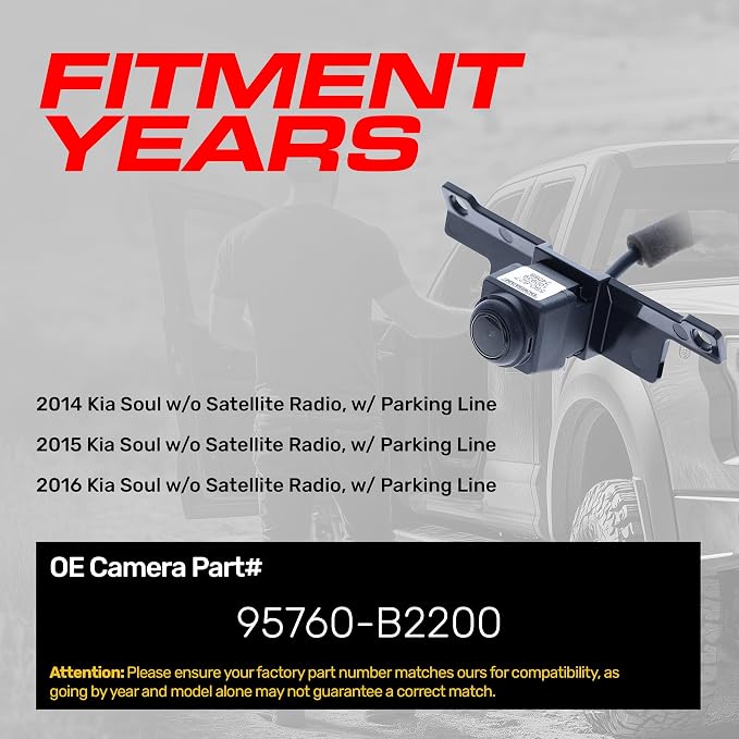Master Tailgaters Replacement for Kia Soul, w/o Satellite Radio, w/Parking Line (2014-2016) Backup Camera OE Part # 95760-B2200
