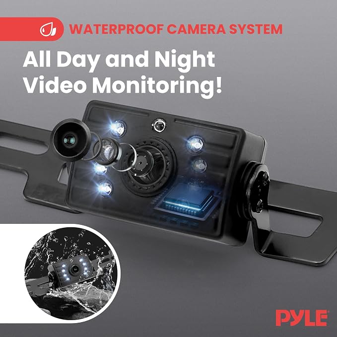Pyle Rear View Camera with 7” Monitor, Wireless Backup Camera Kit with 1080p HD IPS LCD, IR Night Vision Backup Camera for Truck, SUV, Pickup, Travel Trailer, Waterproof Camera System