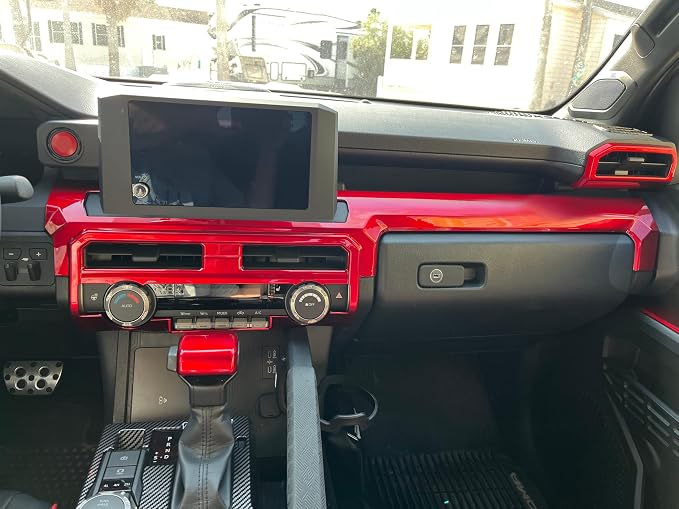 Dashboard Cover for Toyota 4Runner 2025 2026 Interior Accessories 8inch&14inch Display Center Consoles ABS Frame Trim (Dark Red, Dashboard Cover for 4Runner)