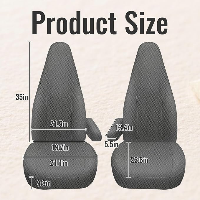 600D Heavy Duty Seat Covers for Chevy Express 1996-2025，Front Bucket Seats with Grab Handle Opening, Durable Oxford Fabric Protective Covers, Not for RV Seat-Gray