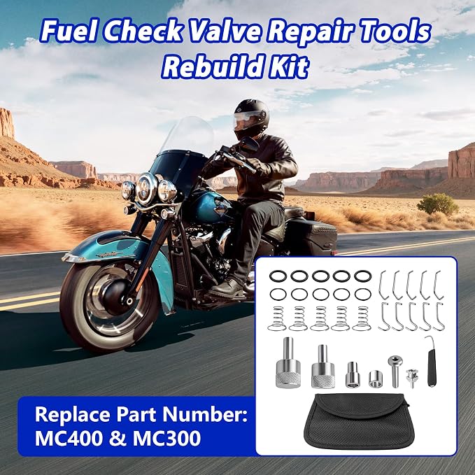 MC400 & MC300 Fuel Check Valve Repair Tool Kit, Fit for Harley Davidson 2001-2026 Models, EFI System Rebuild Maintenance Set Replace MC-400 MC-300