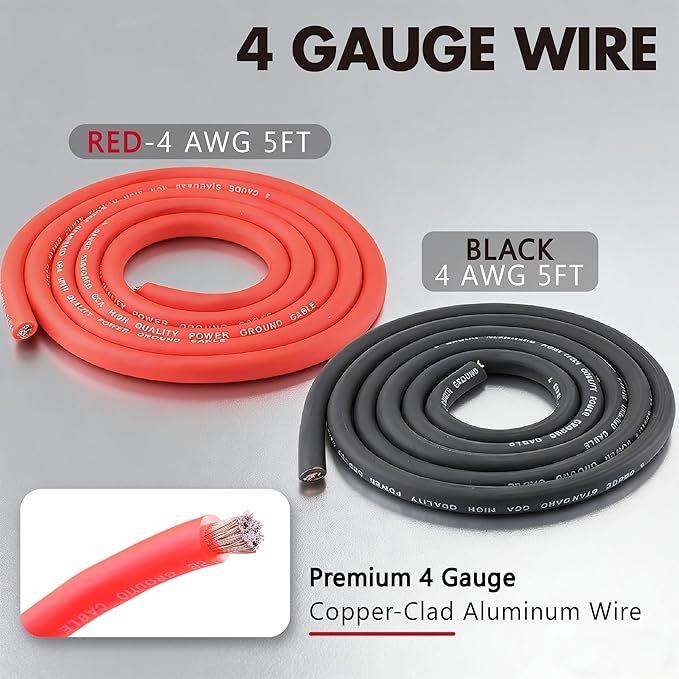 0 Gauge True Dual Amp CCA Wiring Kit - with 200A ANL Fuse, OFC RCA & 14 Gauge Speaker Wire | Complete Power/Ground Cables & Distribution Block for High-Performance Car Audio