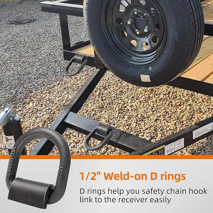 lifgarfe 12Pcs Heavy Duty 12000LBS Trailer Weld-On Forged D Ring Tie Down Anchor 1/2" Weldable D Rings