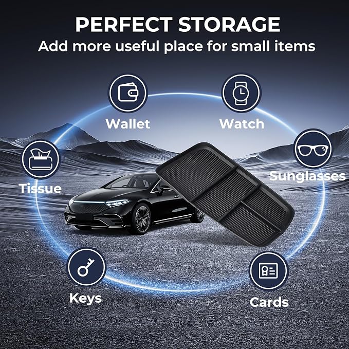 Lower Center Console Organizer Storage Tray for Mercedes Benz EQS 450+ 400 580 AMG SUV/EQE 350 350+ 500, Interior Accessories Insert Storage Tray for 2026 2025 2024 2023 EQS/EQE, Black