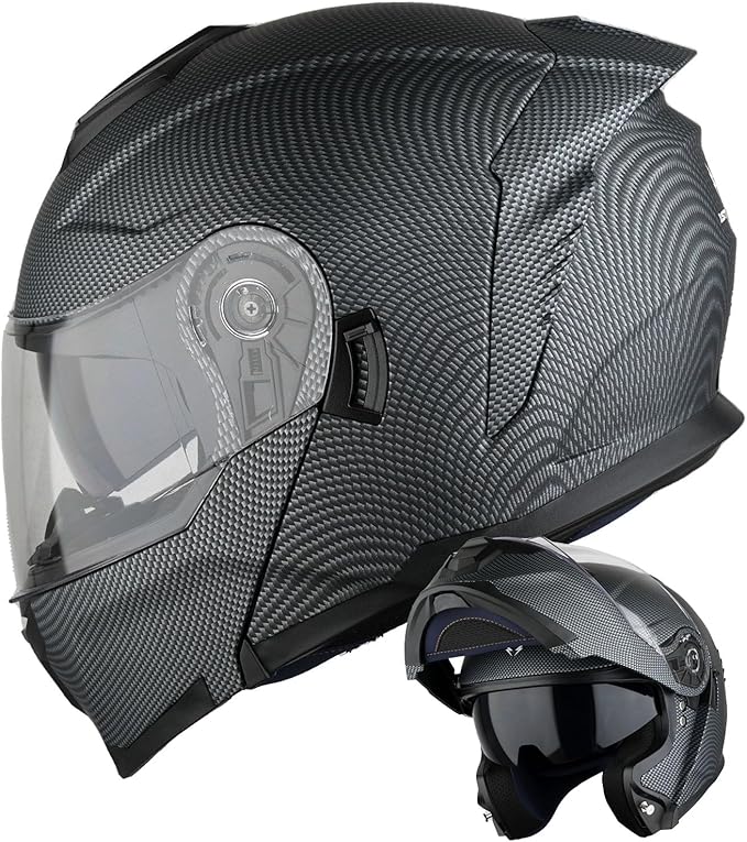 1Storm Motorcycle Street Bike Modular/Flip up Dual Visor Sun Shield Full Face Helmet HJK920