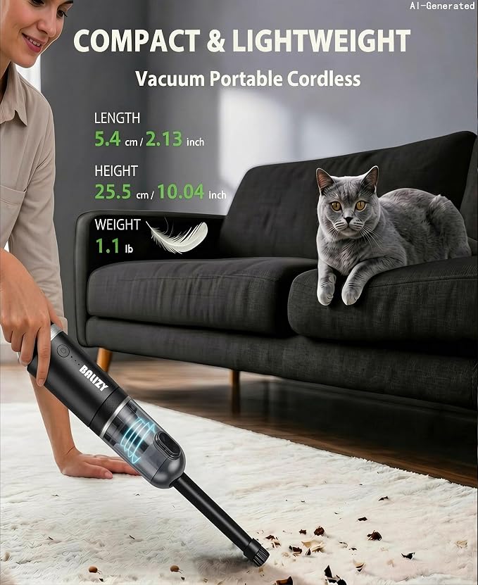 Handheld Vacuum，4-in-1 Cordless Car Vacuum Cleaner&Air Blower,Black | Aluminum alloy body，4 Suction Modes, 20KPa Suction Power,Portable Rechargeable, For Car, Pet Hair, Home, Office