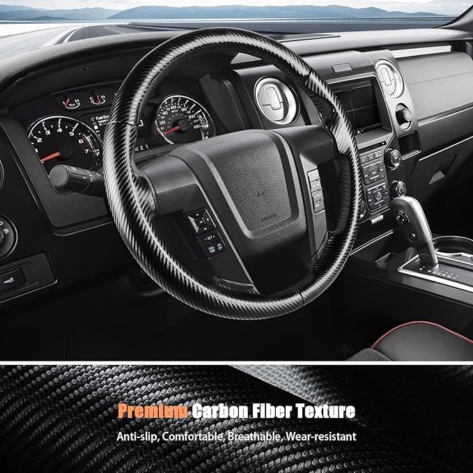 Steering Wheel Cover for Ford F150 2009-2014/Ford Expedition 2015-2017 Custom-fit Car Steering Wheel Cover for Ford Steering Wheel Protector