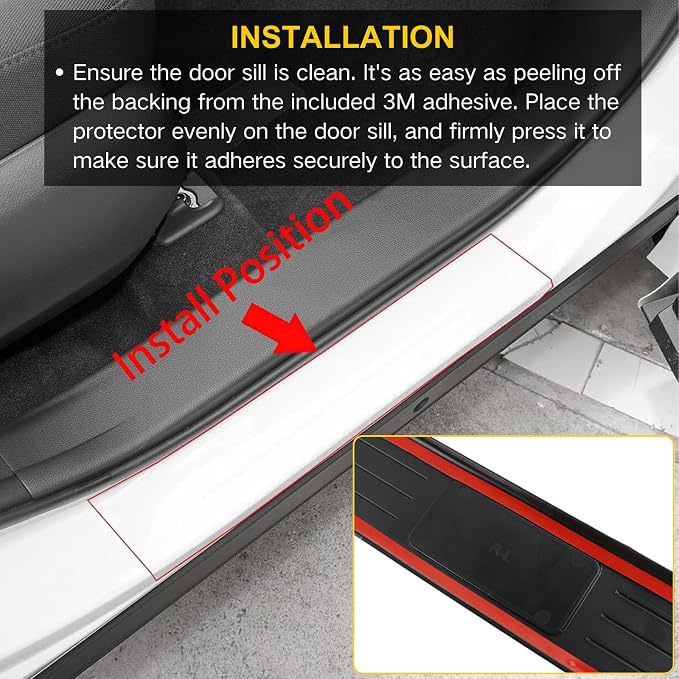 4Pcs Door Sill Protector for 2024-2026 Toyota Grand Highlander | Fits Hybrid LE/XLE/Ltd/Platinum, ABS Guards w/Logo, Anti-scratch, Non-slip, Hide Scuff, Stick-on (Not for Highlander)