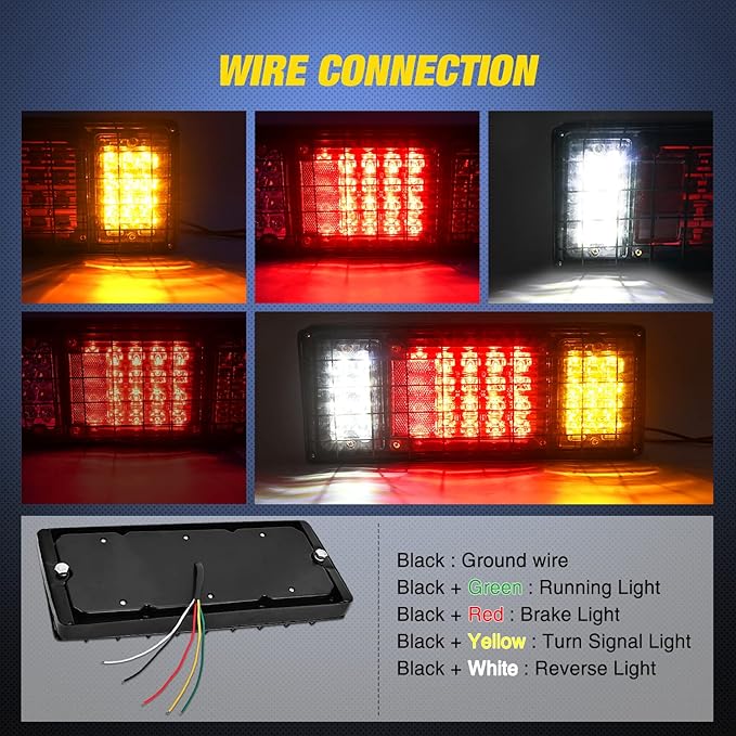 Nilight 2PCS Trailer Tail Light Kit 40 LED Running Brake Turn Signals Reverse lights Waterproof for 10-30V Truck RV UTV Camper Van Boat