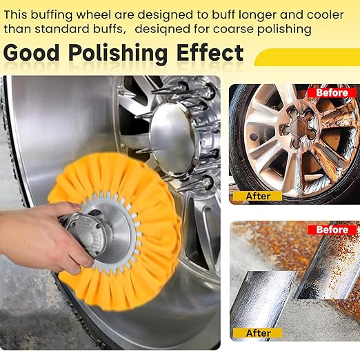 8" Airway Buffing Wheel, 4 Pcs Wheel Polishing Kit in Diameter 5/8" in Arbor Hole, Aluminum Polishing kit Used On Angle Grinder for Metal, Car, Wood