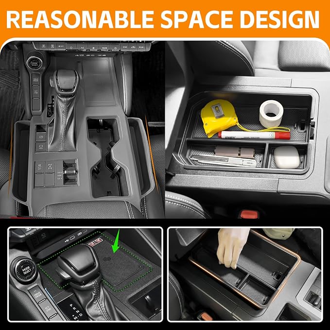 Center Console Organizer for 2024-2025 Toyota Land Cruiser Prado LC250 Center Console Cover Armrest Storage Tray Insert for Land Cruiser Accessories(Not fit Cool Box&W/o Wireless Charger)