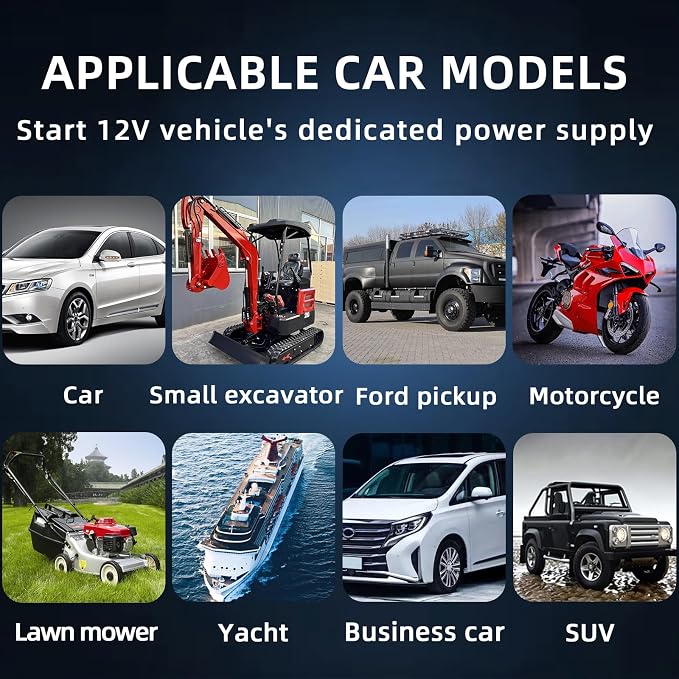 3000A Portable Car Jump Starter, 12V Battery Booster for 6.0L Gas/4.0L Diesel, 9 Safety Protections, Power Bank, 3-Mode LED Flashlight & Hard Case