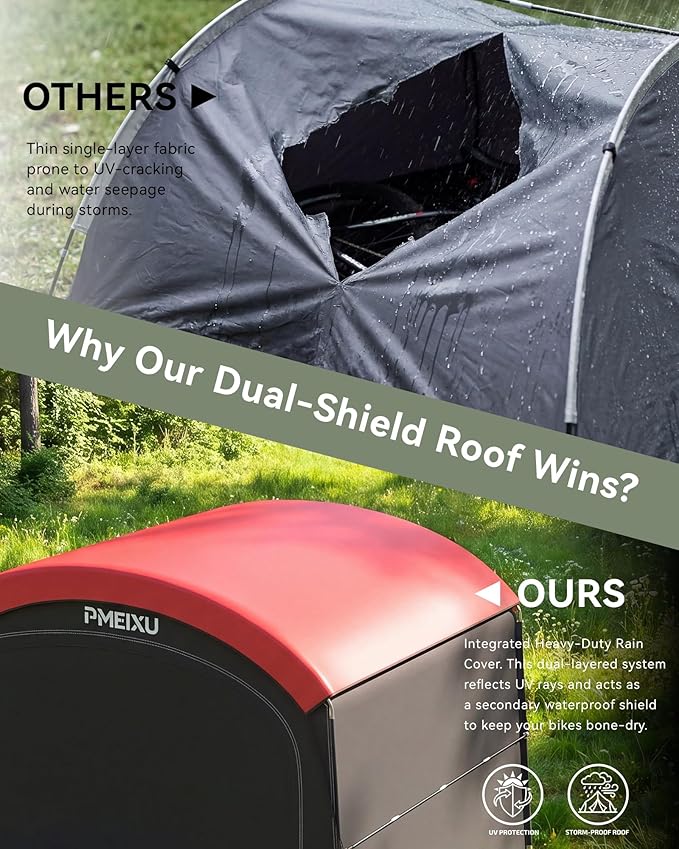 Oversized Outdoor Bike Storage Shed, Portable 210D Oxford PU4000 Bike Tent for 4-5 Bicycles, All-Weather Garden Storage for Motorcycles, Riding Lawn Mowers, Patio Furniture & Gardening Tools