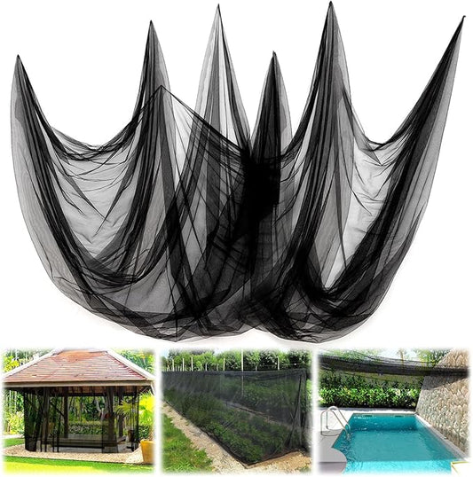 40x10ft Large Mosquito Net - Mesh Netting for Garden Skin and Plants Protection, Patio Bird Bug Screen, Black