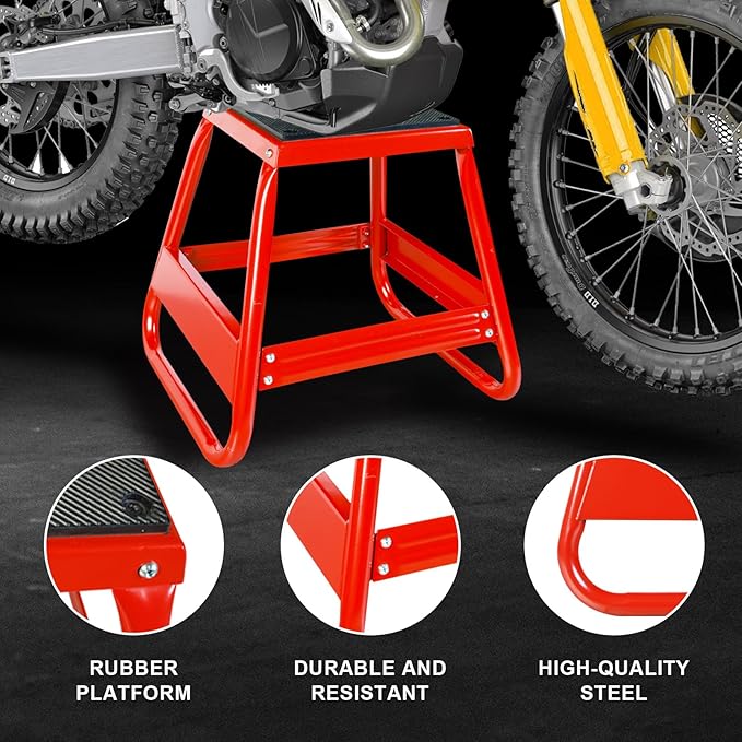 Jack Boss Motorcycle Stand Lift Dirt Bike Stand, Universal Panel Dirtbike Stand Jack Fit for Yamaha, for Honda and Suitable for Kawasaki, 1000LBS Capacity Removable Maintenance Motocross Stand Red