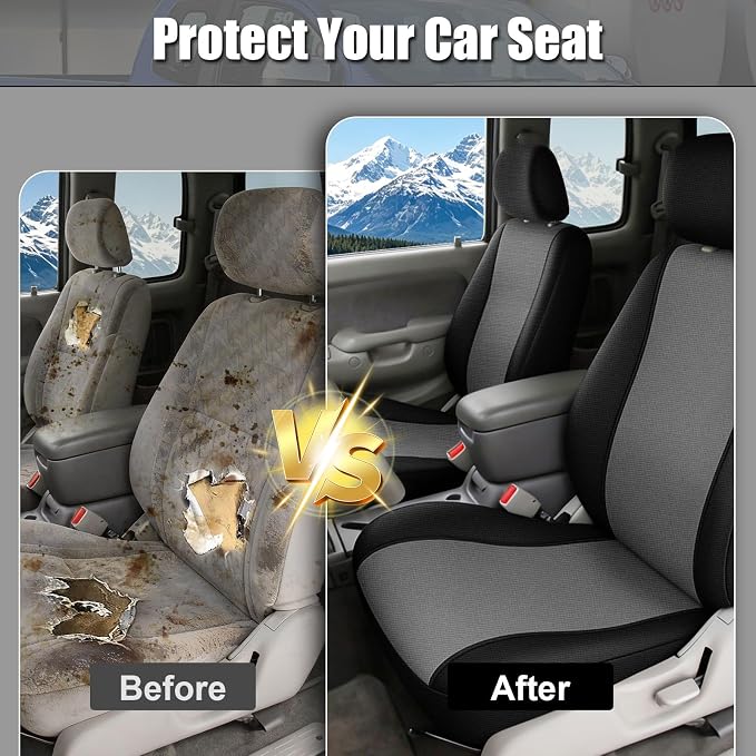 SAPUBK Front Seat Covers Replace for 1995-2004 Toyota Tacoma Flat Bucket Seat, Premium Neoprene with Composite Soft Foam Lining Breathable Seat Cover Cushion