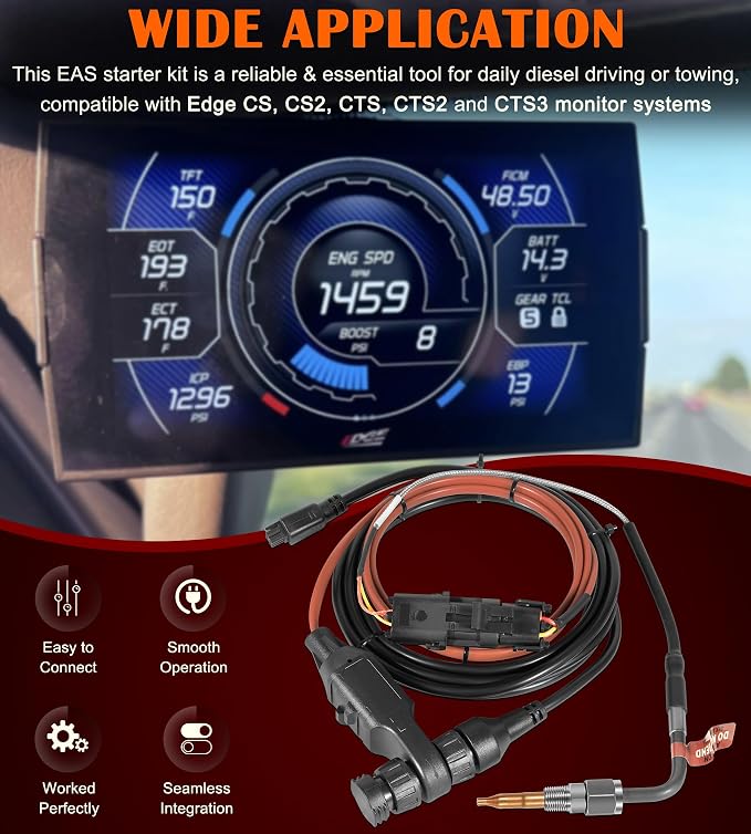 For EAS EGT Expandable Starter Kit 98620 with Probe and Cable - Perfectly Fits for Edge CS, CS2, CTS, CTS2 and CTS3 Systems, Ideal for Daily Diesel Driving or Towing