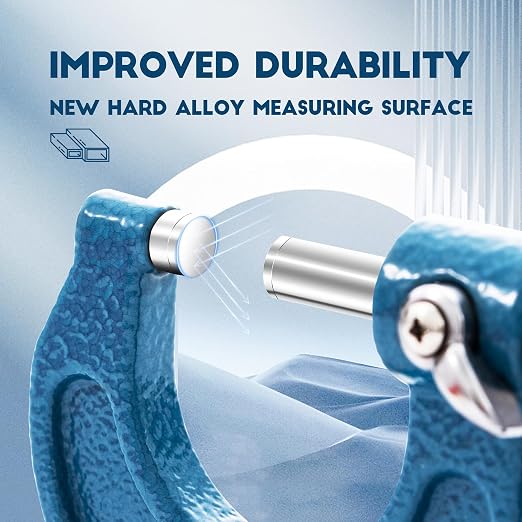 Dasqua Outside Micrometer, 1-2 inch Range, 0.0001" Accuracy Industrial Tools, Carbide-Tipped, Stainless Steel Precision Machinist Tools