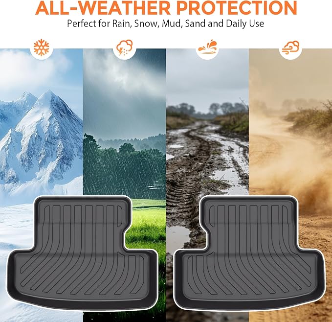 Floor Mats for Ford Mustang 2015-2025 (Not for Mach-E, Not for Cargo with Subwoofer), Heavy Duty TPE All Weather Protection, Waterproof Non-Slip Black Car Liners (Two-Row Floor Mats & Cargo Liner)