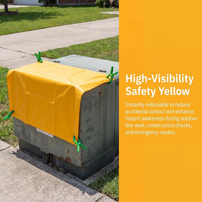 20KV EVA Electrical Insulating Blanket, 2'×2.6' High Voltage Safety Insulation Cover with 4 Insulated Fixing Clips for Live Electrical Maintenance
