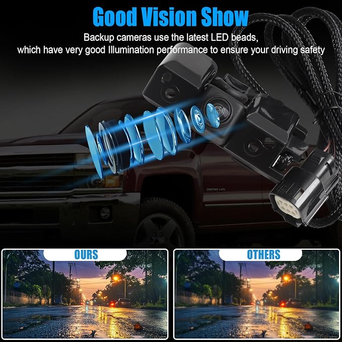 Backup Rear View Camera Compatible with 2016 2017 2018 2019 Silvera-do Sierra 1500 2500 3500 Park Assist Reverse Cameras with Power Tailgate Plug Replaces 84062896,23363727