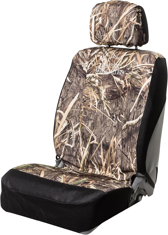 Ducks Unlimited Auto Seat Covers, Easy to Install Front and Bench Seat Covers for Car, Truck, and SUV, Mossy Oak Shadow Grass (Habitat), Low Back (Single)