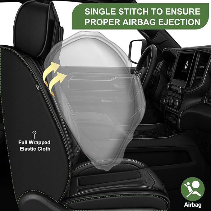 TTX LIGHTING Seat Covers Fit for Dodge RAM 2012-2025 2026: Compatible with RAM 1500 2500 3500 Crew Quad Regular Cab Full Set Pickup Truck Seat Covers(Flat Bench, 5 Seats, Black)