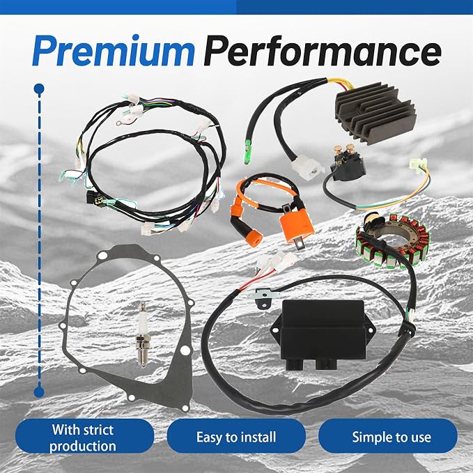 WFLNHB Ignition Coil Stator Wire Harness CDI Kit Replacement for Yamaha Warrior 350 YFM350X