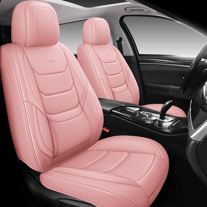 Full Coverage Full Set Waterproof Leather Car Seat Covers with Lumber Support and Airbag Compatible Universal Fit for Most SUVs,Trucks,and Sedans with 5 Seats in Automotive Seat Covers